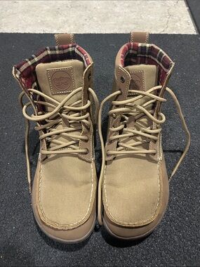 lems Tan Canvas High-Top Boot/sneaker